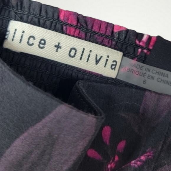 ALICE + OLIVIA EMMALOU FLORAL PRINT COTTON FAILLE MINI DRESS PINK BLACK MEDIUM 6 - Picture 6 of 14